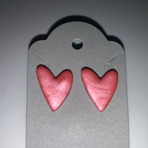 Heart Polymer Clay Sunset Pearl Stud Earrings